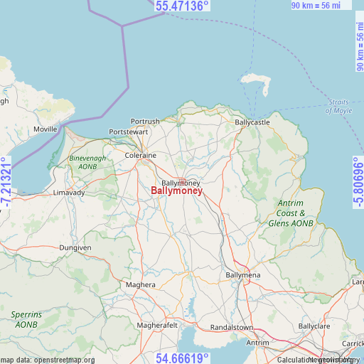 Ballymoney on map