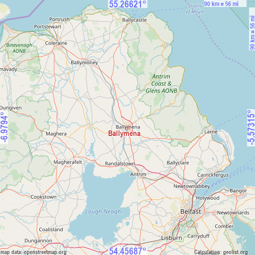 Ballymena on map