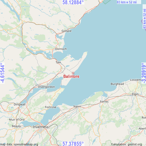 Balintore on map