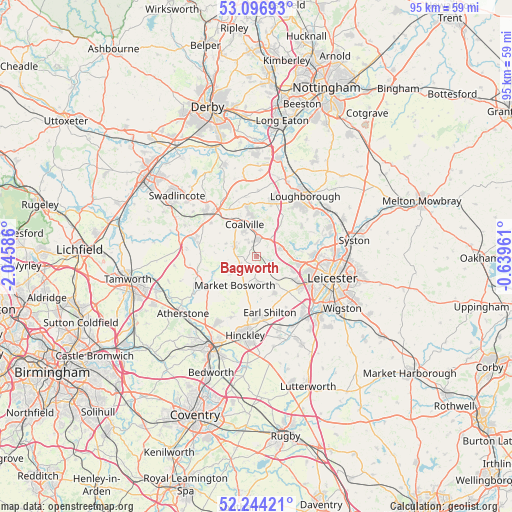 Bagworth on map