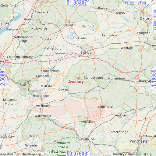 Avebury on map