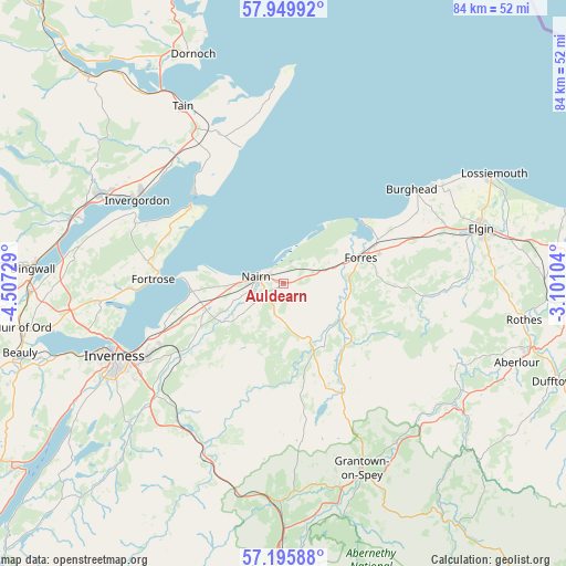 Auldearn on map