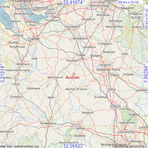 Audlem on map