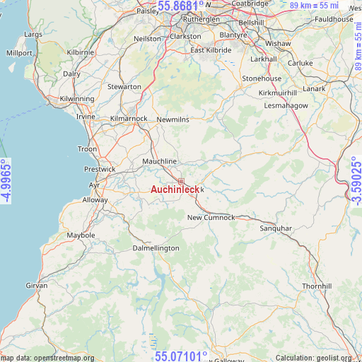 Auchinleck on map