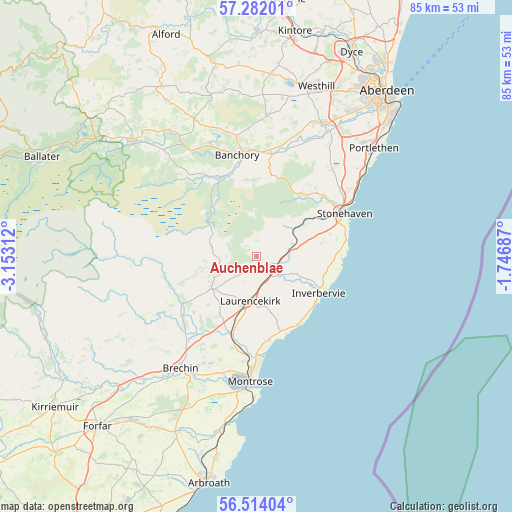 Auchenblae on map