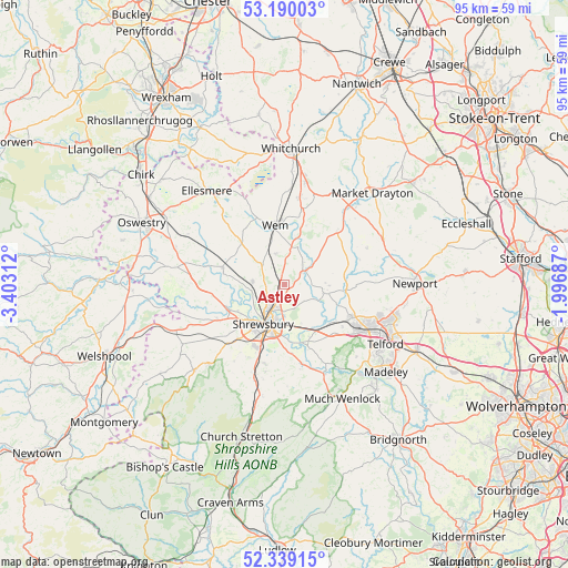 Astley on map