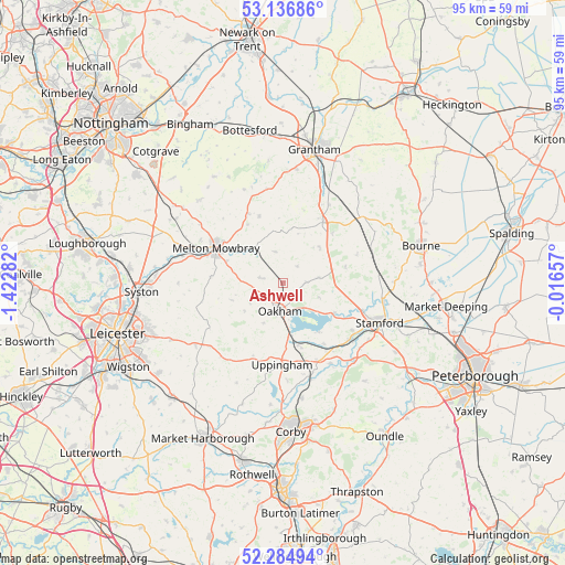 Ashwell on map