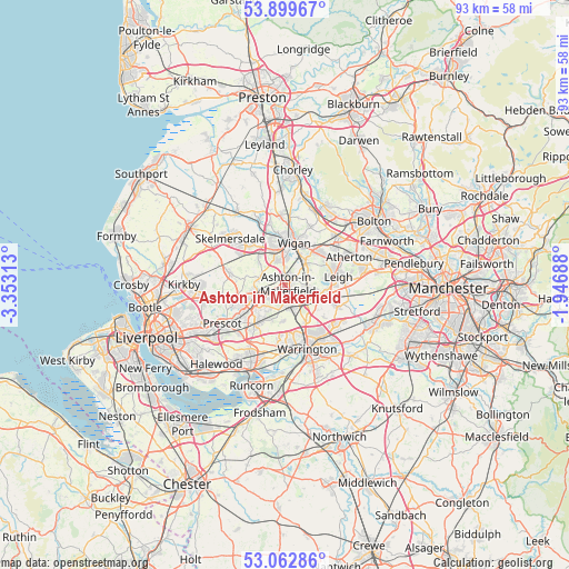 Ashton in Makerfield on map