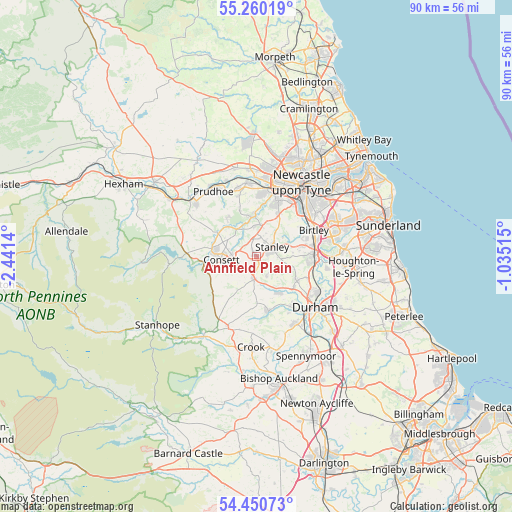 Annfield Plain on map