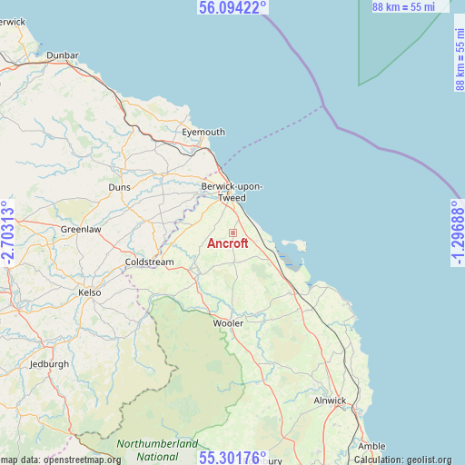Ancroft on map