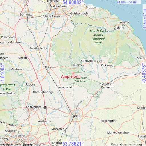 Ampleforth on map