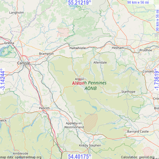 Alston on map