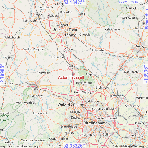 Acton Trussell on map