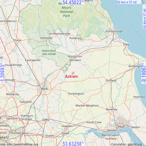 Acklam on map
