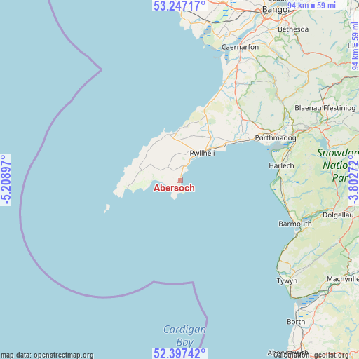 Abersoch on map