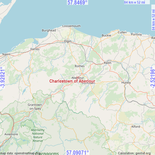 Charlestown of Aberlour on map