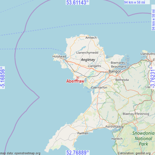 Aberffraw on map