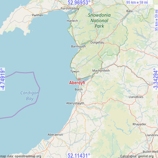 Aberdyfi on map