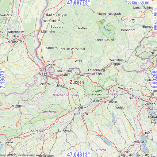 Zuzgen on map