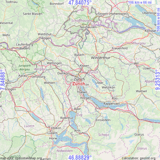 Zürich on map