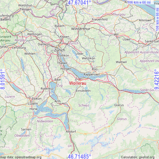 Wollerau on map
