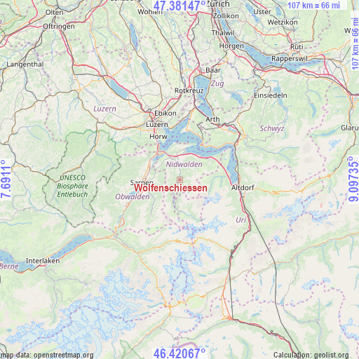 Wolfenschiessen on map