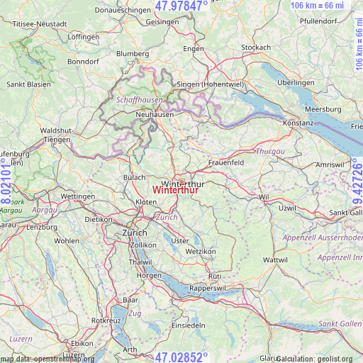 Winterthur on map