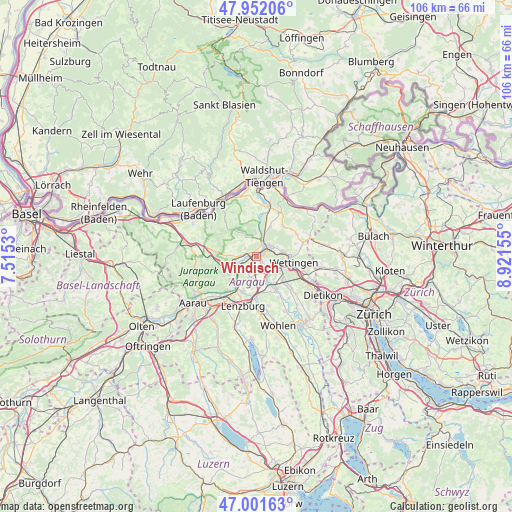 Windisch on map