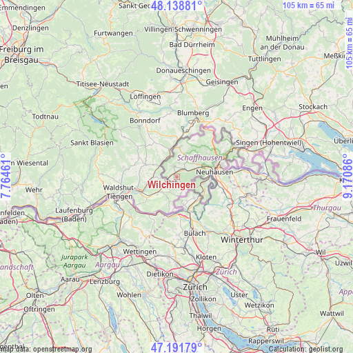 Wilchingen on map