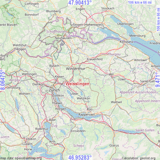Weisslingen on map