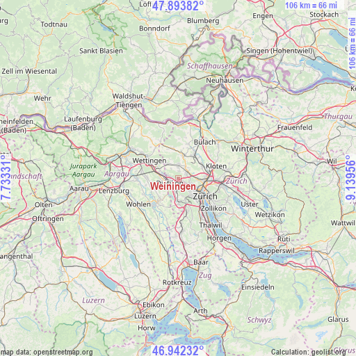 Weiningen on map