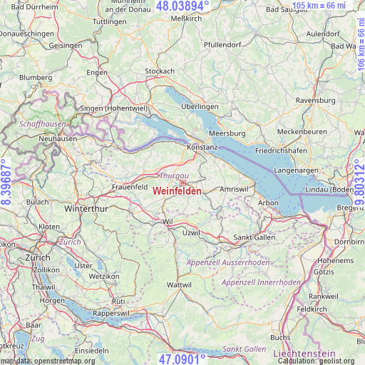 Weinfelden on map