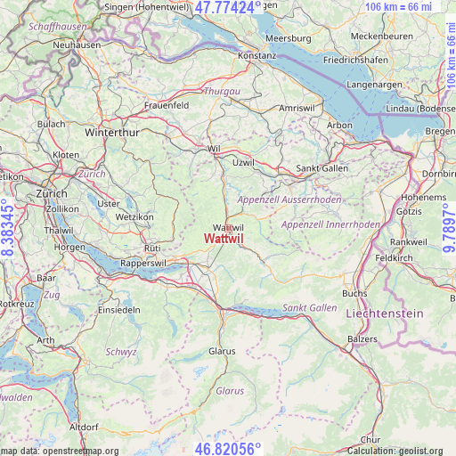 Wattwil on map