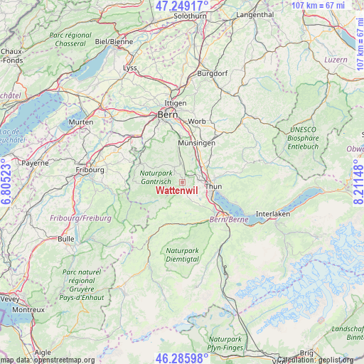 Wattenwil on map