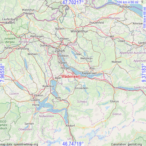 Wädenswil on map