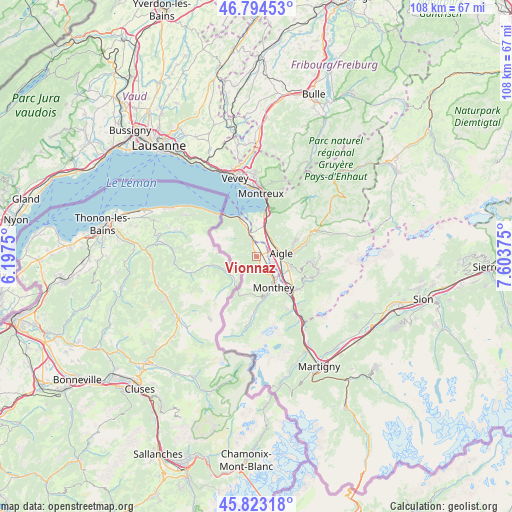 Vionnaz on map