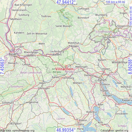 Villnachern on map