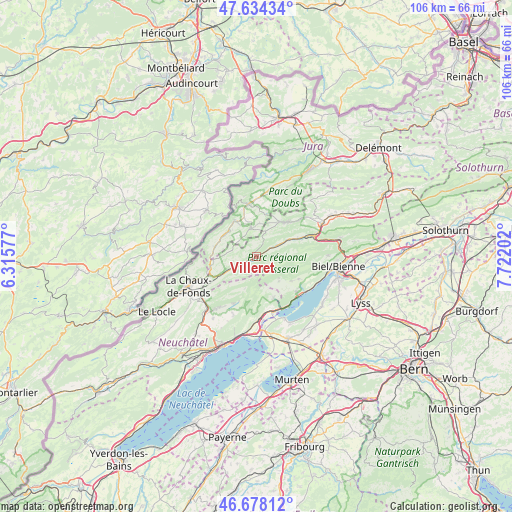 Villeret on map