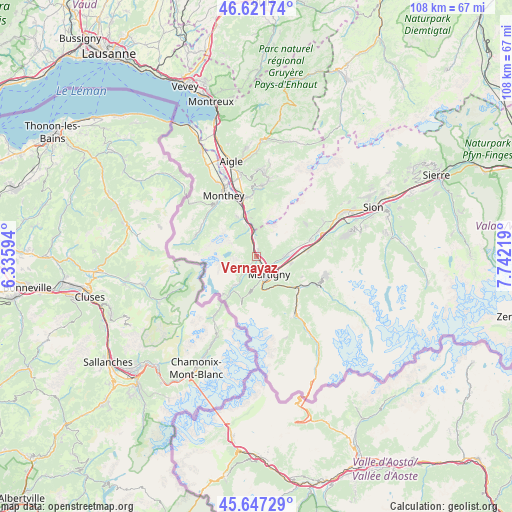 Vernayaz on map