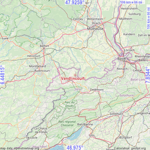 Vendlincourt on map