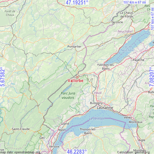 Vallorbe on map