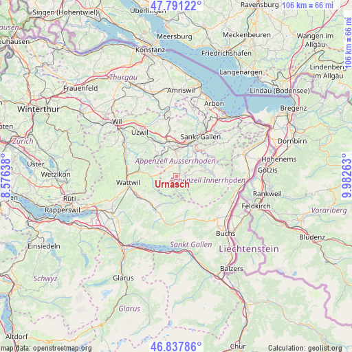 Urnäsch on map