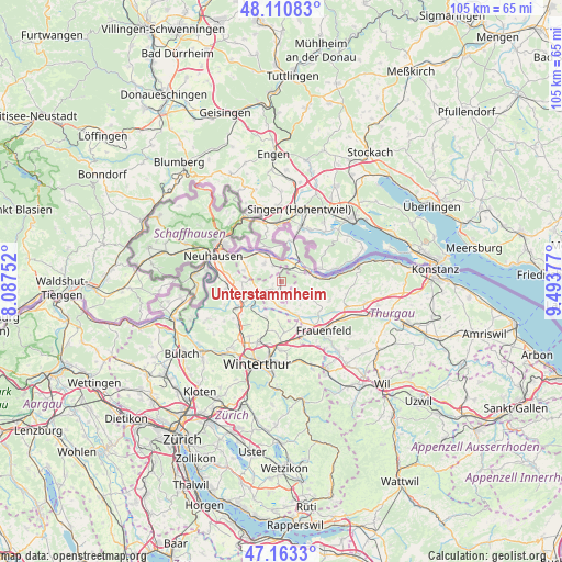 Unterstammheim on map