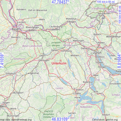 Unterkulm on map