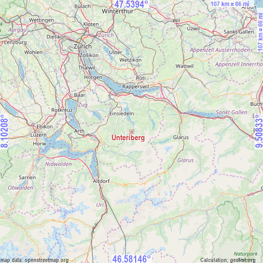 Unteriberg on map