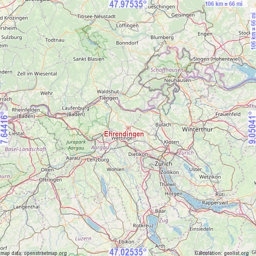 Ehrendingen on map