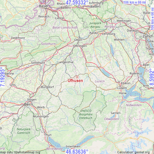 Ufhusen on map