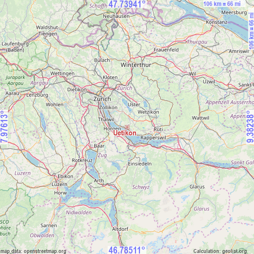 Uetikon on map