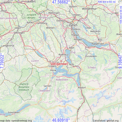 Udligenswil on map