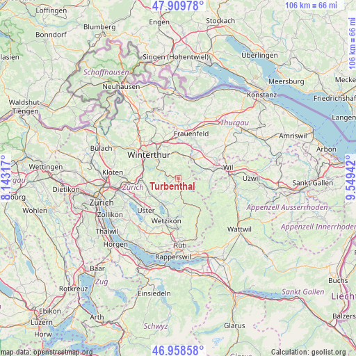 Turbenthal on map
